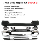Kit Replacement 2004–2005 Ford F-150 – 8-Piece Kit Front Bumper Chrome Steel & Fog Lights Assembly, OEM Fit, Includes Bumper Upper Cover, Bumper Grilles, Grille Trim, Fog Lights, Bumper Face Bar & Lower Valance