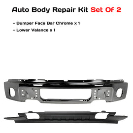 2009-2014 Ford F-150 Front Bumper Face Bar Chrome Steel & Valance Textured Black Kit | OEM Fit