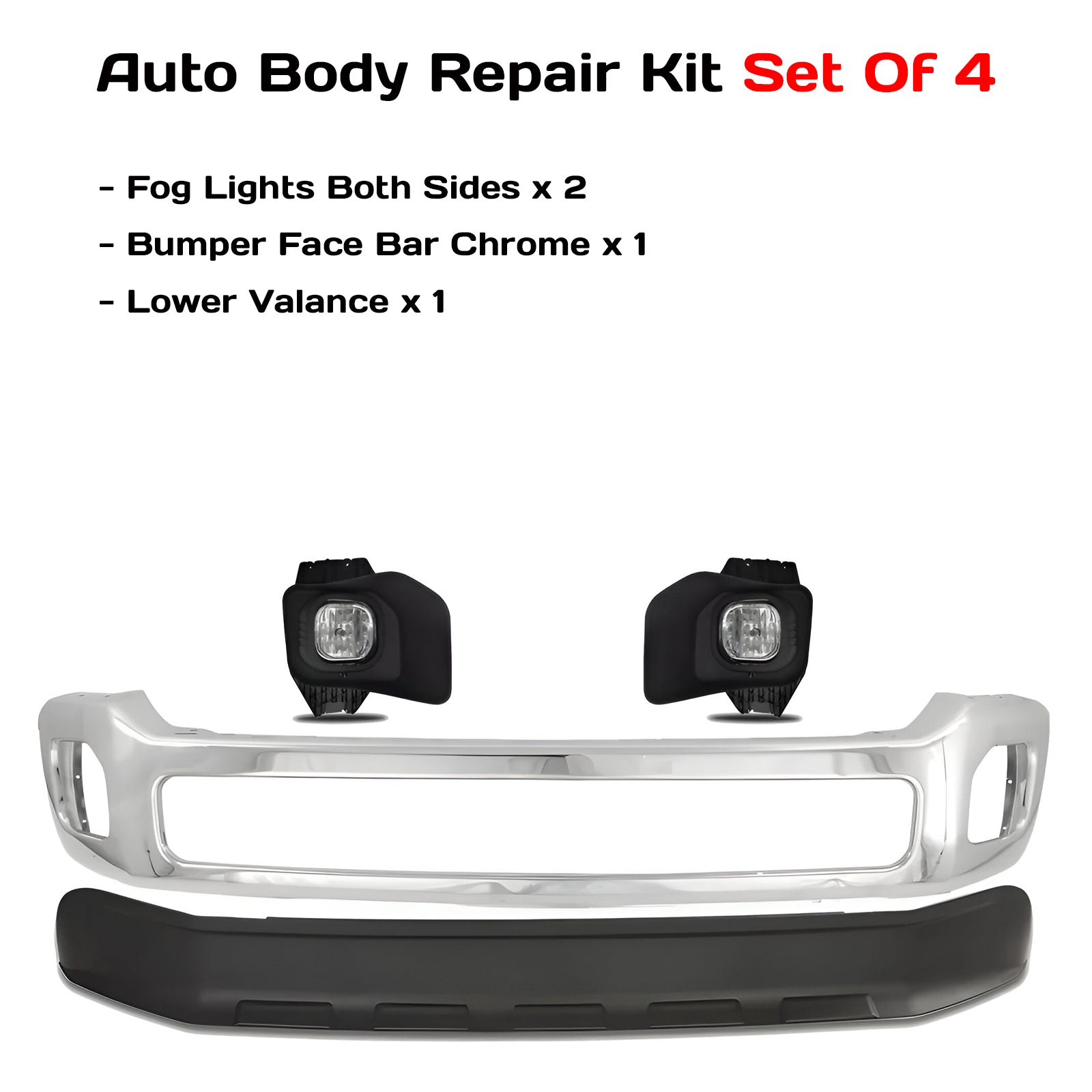 2011-2016 Ford F-250 Super Duty and 350 Front Bumper Chrome & Fog Lights Kit  | OEM Fit