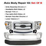 2011-2016 Ford F-250 Super Duty and 350 Front Bumper Chrome & Grille Assembly Full Kit | OEM Fit