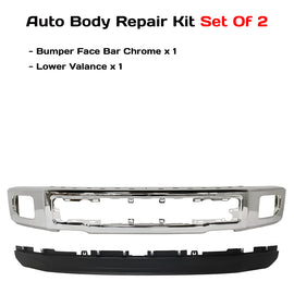 Replacement 2015–2017 Ford F-150 – 2-Piece Kit Front Bumper Chrome & Lower Valance Textured, OEM Fit, Includes Bumper Face Bar & Lower Valance