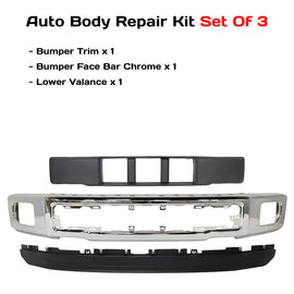 2015-2017 Ford F-150 Truck Front Bumper Chrome & Lower Valance Textured Kit | OEM Fit
