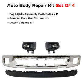Replacement 2015–2017 Ford F-150 – 4-Piece Kit Front Bumper Chrome & Fog Lights Assembly, OEM Fit, Includes Fog Lights, Bumper Face Bar & Lower Valance