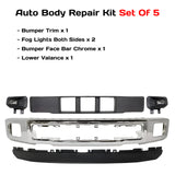 Kit Replacement 2015–2017 Ford F-150 – 5-Piece Kit Front Bumper Chrome & Fog Lights Assembly, OEM Fit, Includes Bumper Trim, Fog Lights, Bumper Face Bar & Lower Valance