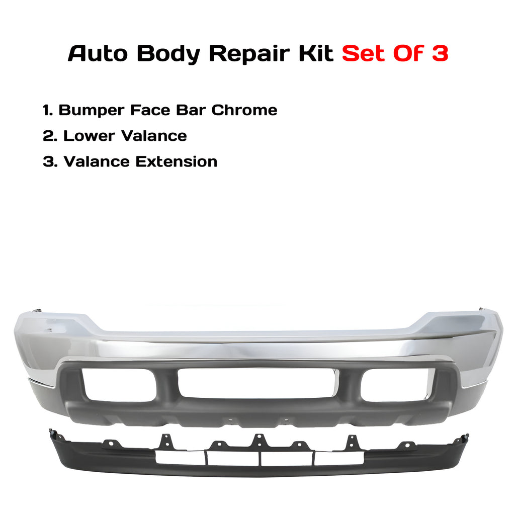 Front Bumper Chrome & Valance Kit For 1999-2004 Ford F-250 Super Duty and 350