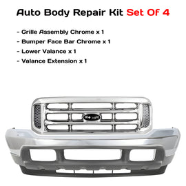 1999-2004 Ford F-250 Super Duty Front Bumper Chrome & Grille Assembly Kit | OEM Fit