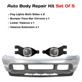 Kit Replacement 1999–2004 Ford F-250 Super Duty & F-350 Front Bumper & Fog Lights Kit, Chrome Finish, OEM Fit