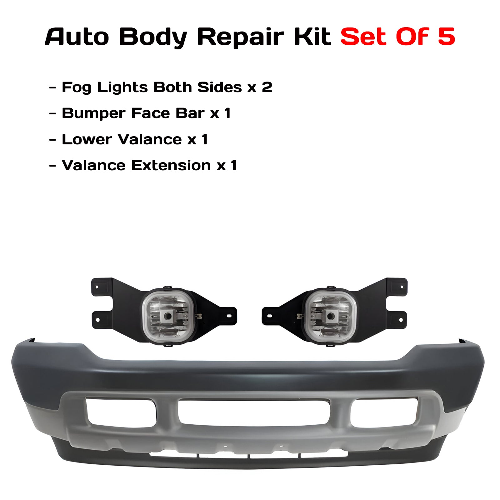 Kit Replacement 1999–2004 Ford F-250 Super Duty & F-350 Front Bumper & Fog Lights Kit, Primed, OEM Fit