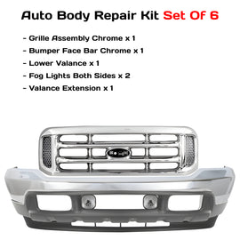 1999-2004 Ford F-250 Super Duty Front Bumper Chrome & Grille Assembly Kit | OEM Fit