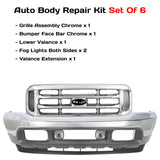 Kit Replacement 1999–2004 Ford F-250 Super Duty Front Bumper & Grille Assembly Kit, Chrome Finish, OEM Fit