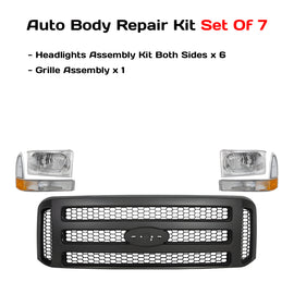 1999-2004 Ford F-250 Super Duty and 350 Front Grille Assembly & Headlights  | OEM Fit