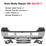 Kit Replacement 2005–2007 Ford F-250/F-350 Super Duty – 7-Piece Kit Front Chrome Bumper & Valance, OEM Fit, Includes Bumper Upper Cover, Bumper Face Bar, Lower Valance & Bumper Brackets (Set of 4)