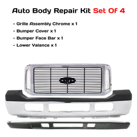 2006-2007 Ford F-250 F-350 Super Duty Front Bumper Chrome & Grille Assembly Kit | OEM Fit