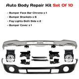 2003-2007 GMC Sierra 10 Piece Kit for 1500 2500HD 3500 Front Bumper Chrome & Fog Lights Assembly Kit | OEM Fit