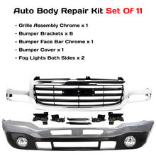 Load image into Gallery viewer, 2003-2007 GMC Sierra 1500 2500 HD 3500 Front Bumper Chrome &amp; Fog Lights Kit | OEM Fit
