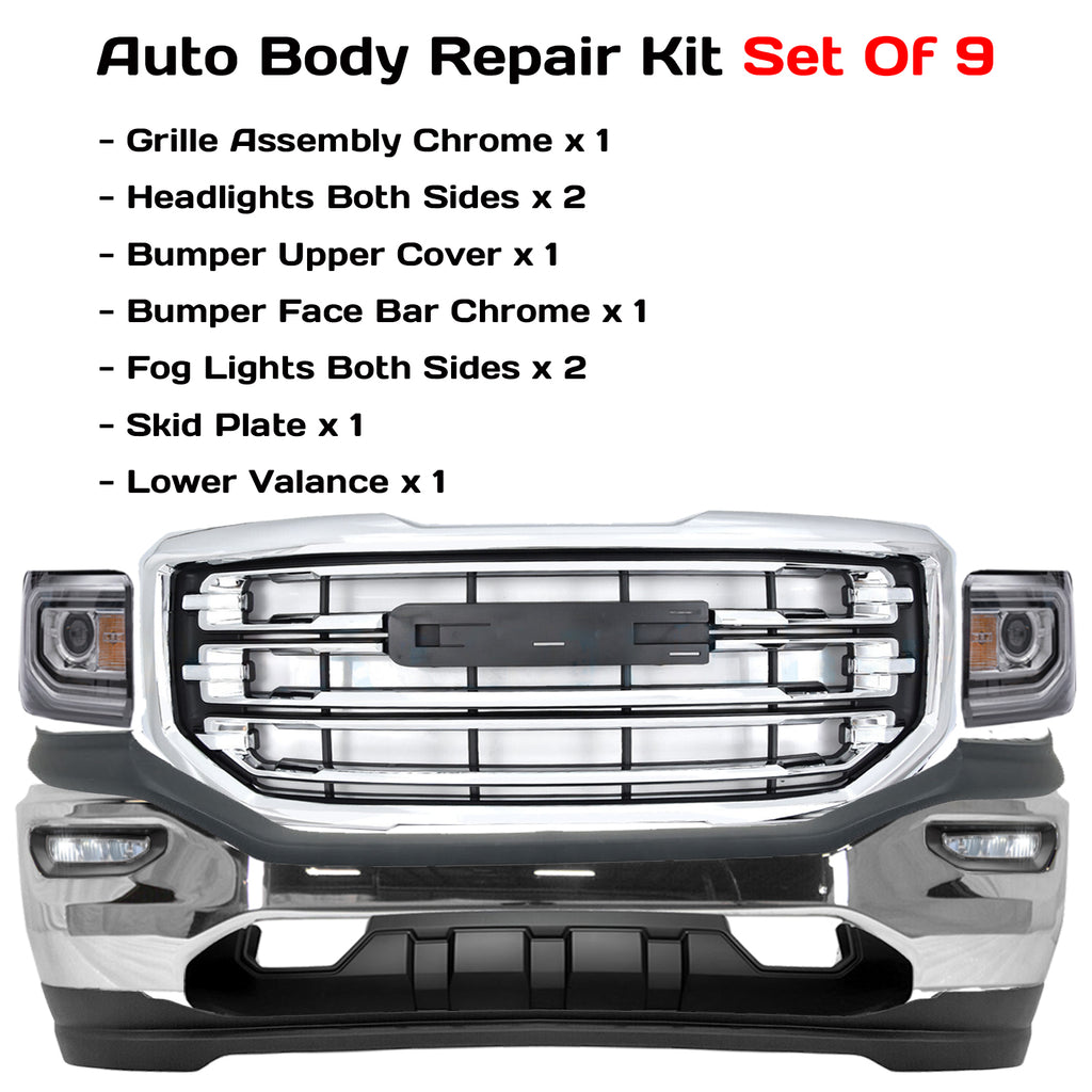 2016-2019 GMC Sierra 1500 Front Bumper & Headlight Assembly Kit | OEM Fit