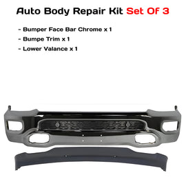 2019-2024 RAM 1500 Front Bumper Face Bar Chrome & Valance Textured Kit | OEM Fit