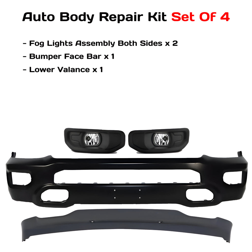 Front Bumper Face Bar Primed & Fog Lights Assembly Kit For 2019-2024 Ram 1500