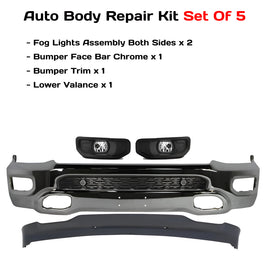2019-2024 RAM 1500 Front Bumper Face Bar Chrome & Fog Lights Assembly Kit | OEM Fit