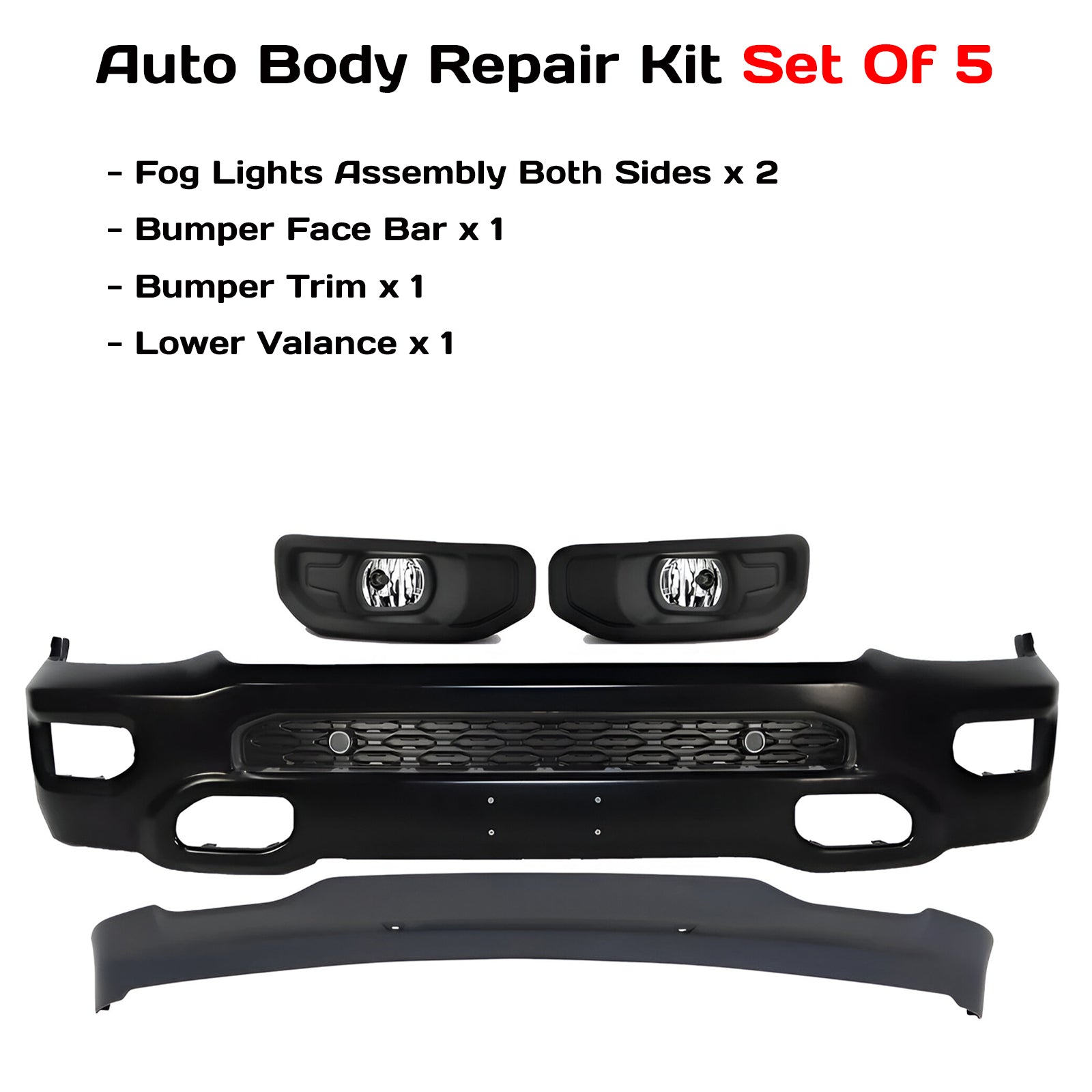 2019-2024 Ram 1500 Front Bumper Face Bar Primed & Fog Lights Assembly Kit | OEM Fit