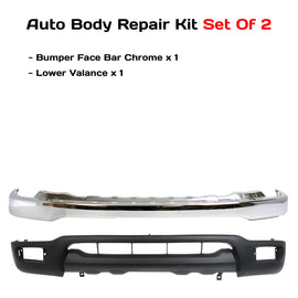 2001-2004 Toyota Tacoma 2 Piece Kit | Front Bumper Chrome Steel & Valance Textured Kit  | OEM Fit