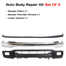 2001-2004 Toyota Tacoma Front Bumper Chrome Steel & Bumper Filler Primed Kit | OEM Fit
