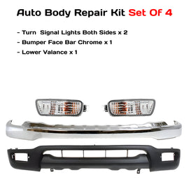 2001-2004 Toyota Tacoma Front Bumper Chrome Steel & Turn Signal Lights Kit  | OEM Fit