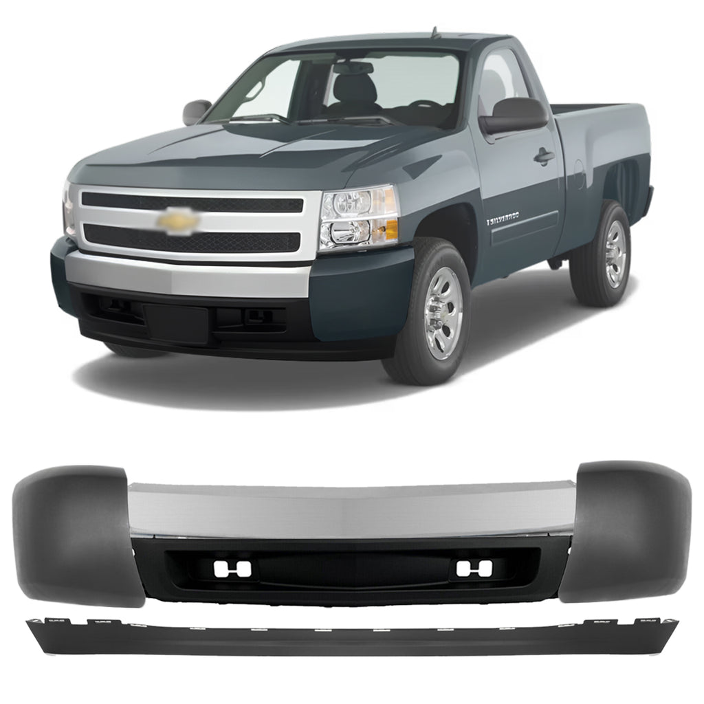2007-2008 Chevrolet Silverado 1500 Front Bumper Chrome & Valance Kit | OEM Fit