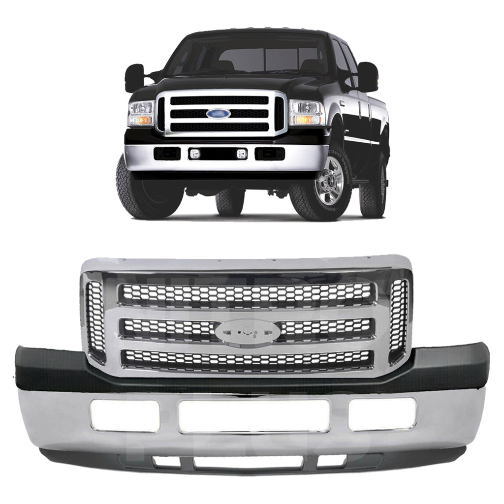 2005-2007 Ford F-250 F-350 Super Duty Front Bumper Grille & Brackets Kit | OEM Fit