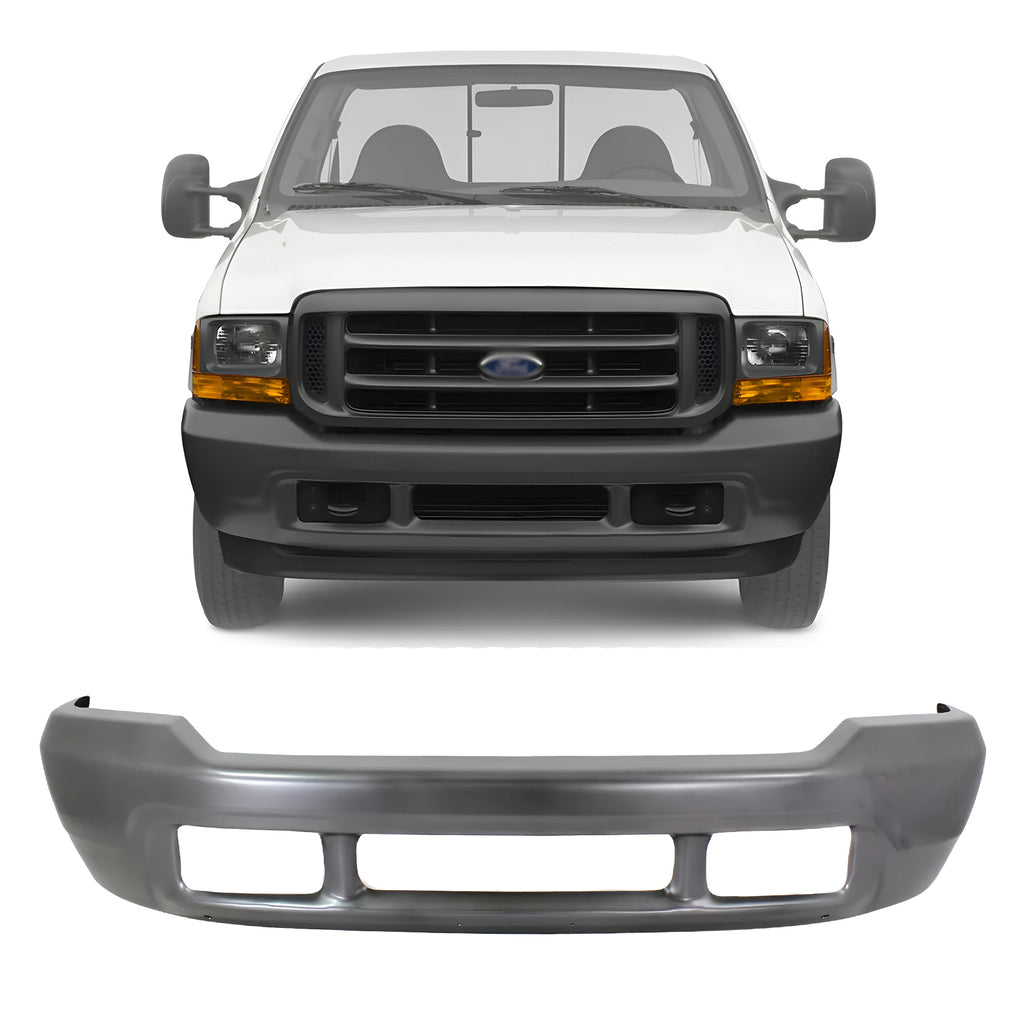 Front Bumper Gray Steel 1999-2004 Ford F-250 F-350 F-450 F-550 Super Duty