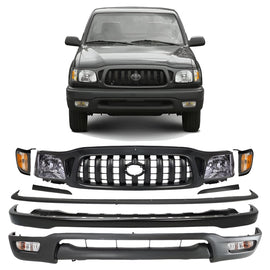 2001-2004 Toyota Tacoma Front Bumper Primed Steel & Headlight Assembly Kit | OEM Fit