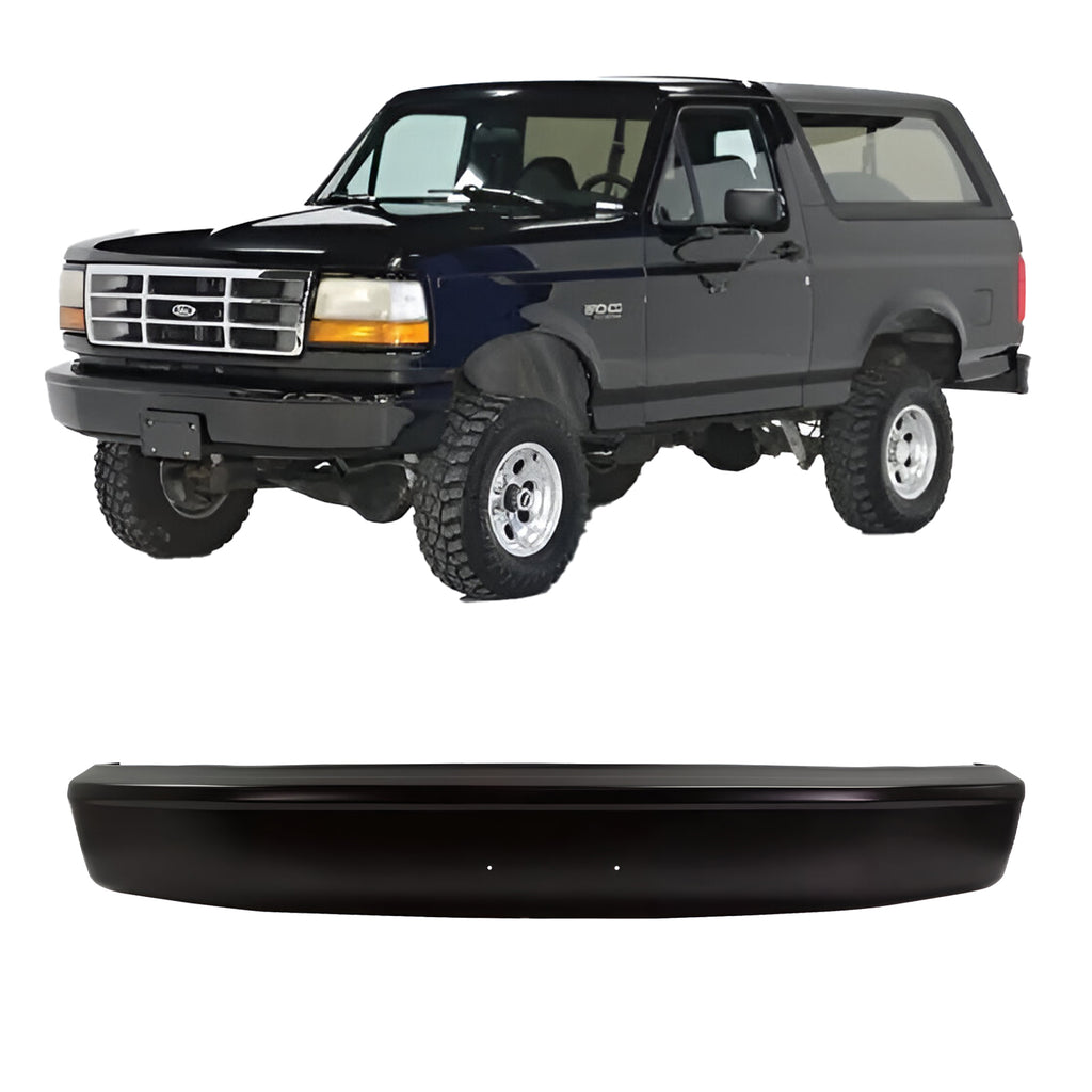 Front Bumper Black Steel 1992-1997 Ford F-150 F-250 Bronco F-350