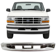 Load image into Gallery viewer, 1992-1997 Ford F-150 F-250 F-350 Fits Bronco Front Bumper Chrome Steel | OEM Fit