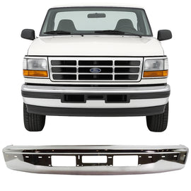 1992-1997 Ford F-150 F-250 F-350 Fits Bronco Front Bumper Chrome Steel | OEM Fit
