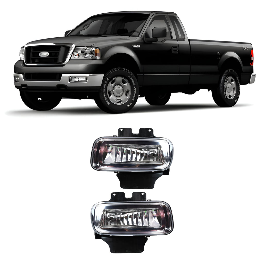 Front Fog Lights W/Bulbs Chrome For 2004-2005 Ford F-150 Truck