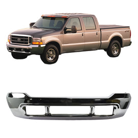 Front Bumper Chrome Steel 1999-2004 Ford F-250 Super Duty F-350 Super Duty F-450 F-550