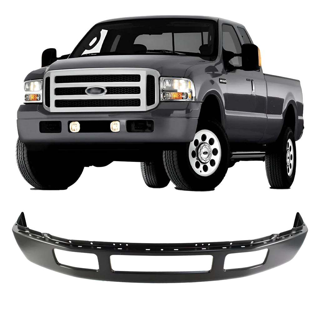 Front Bumper Black Steel 2005-2007 Ford F-250 Super Duty