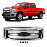 Front Grille Assembly Chrome Plastic For 2011-2016 Ford F-250 Super Duty and 350