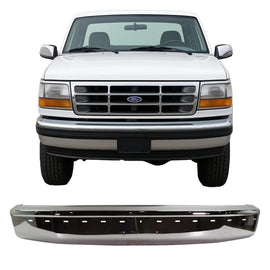 1992-1997 Ford F-150 F-250 F-350 Fits Bronco Front Bumper Chrome Steel | OEM Fit