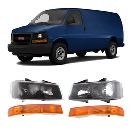 2003-2023 GMC Savana 1500 2500 3500 Front Headlights and Parking Lights W/Bulbs | OEM Fit