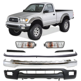 2001-2004 Toyota Tacoma Front Bumper Chrome Steel & Turn Signal Lights Kit | OEM Fit