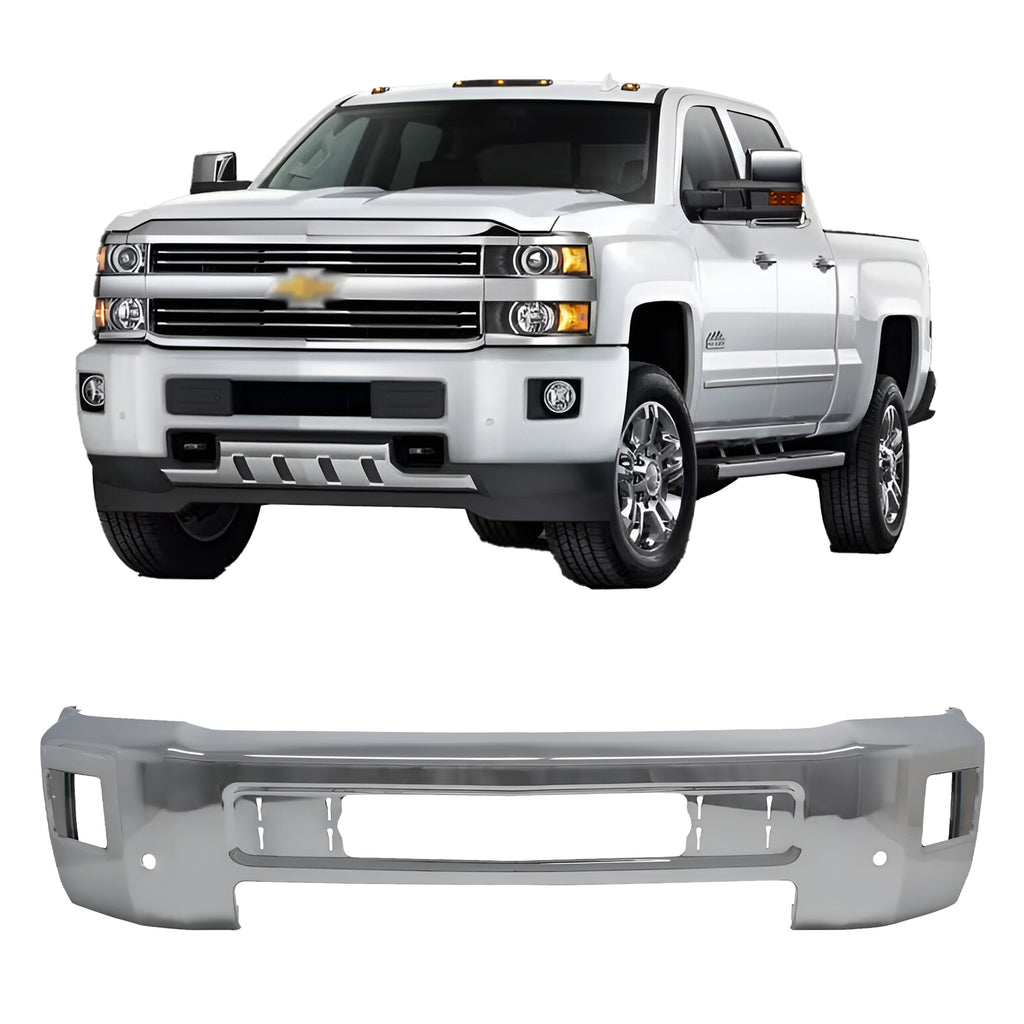 Front Bumper Chrome Steel 2015-2019 Chevrolet Silverado 2500 HD