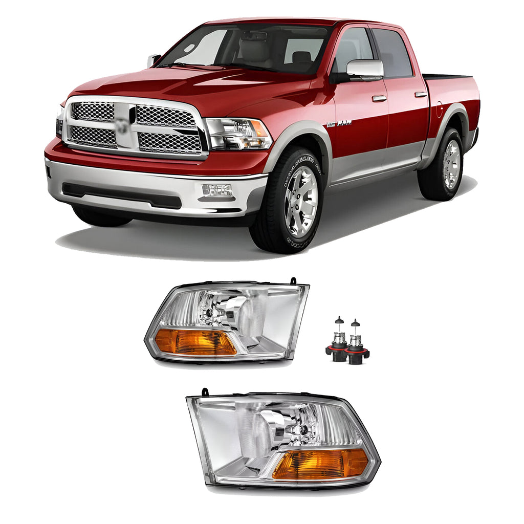 Front Head lights W/Bulbs For 2011-2012 Ram 1500 2009-2010 Dodge Ram 1500