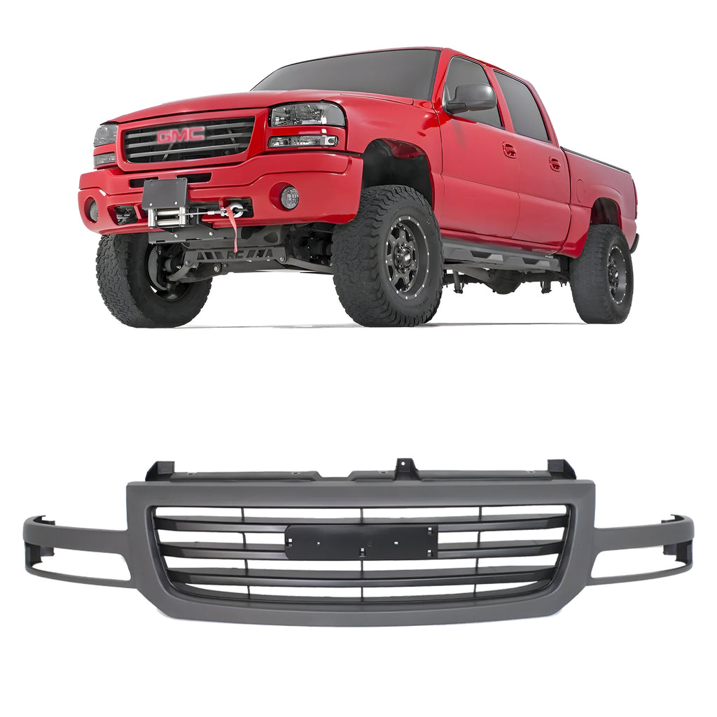 Front Grille Assembly Gray Plastic For 2003-2007 GMC Sierra 1500 2500 HD & 3500