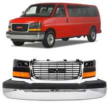 Load image into Gallery viewer, Front Bumper Chrome &amp; Headlights Assembly Kit For 2003-2023 GMC Savana 1500 2500 3500 4500