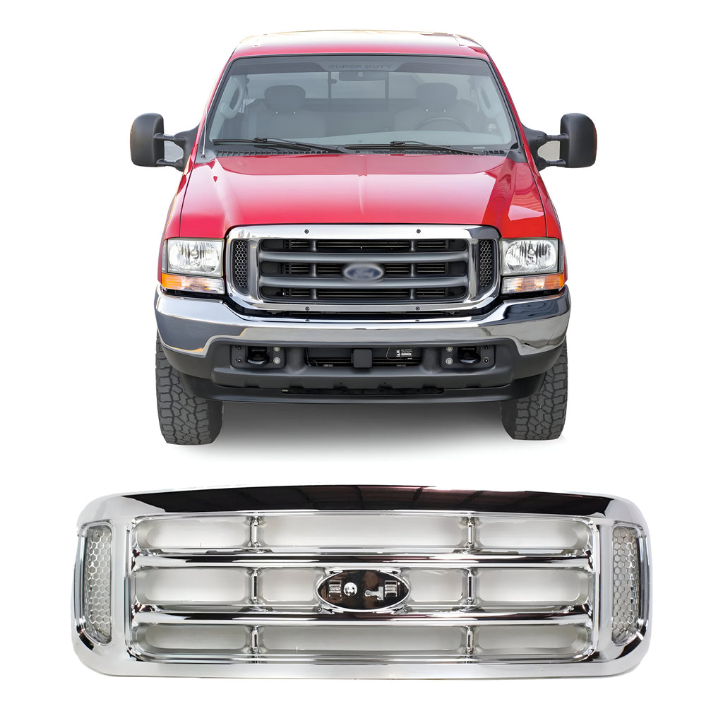 Front Grille Chrome Plastic For 1999-2004 Ford F-250 Super Duty