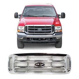 Front Grille Chrome Plastic For 1999-2004 Ford F-250 Super Duty