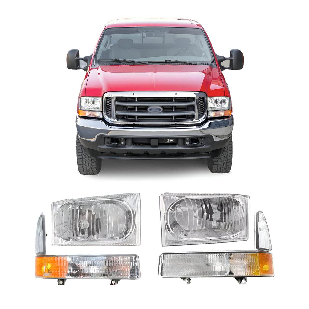 Front Headlight Kit with Corner Lights For 1999-2004 Ford F-250 Super Duty