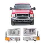 Front Headlight Kit with Corner Lights For 1999-2004 Ford F-250 Super Duty