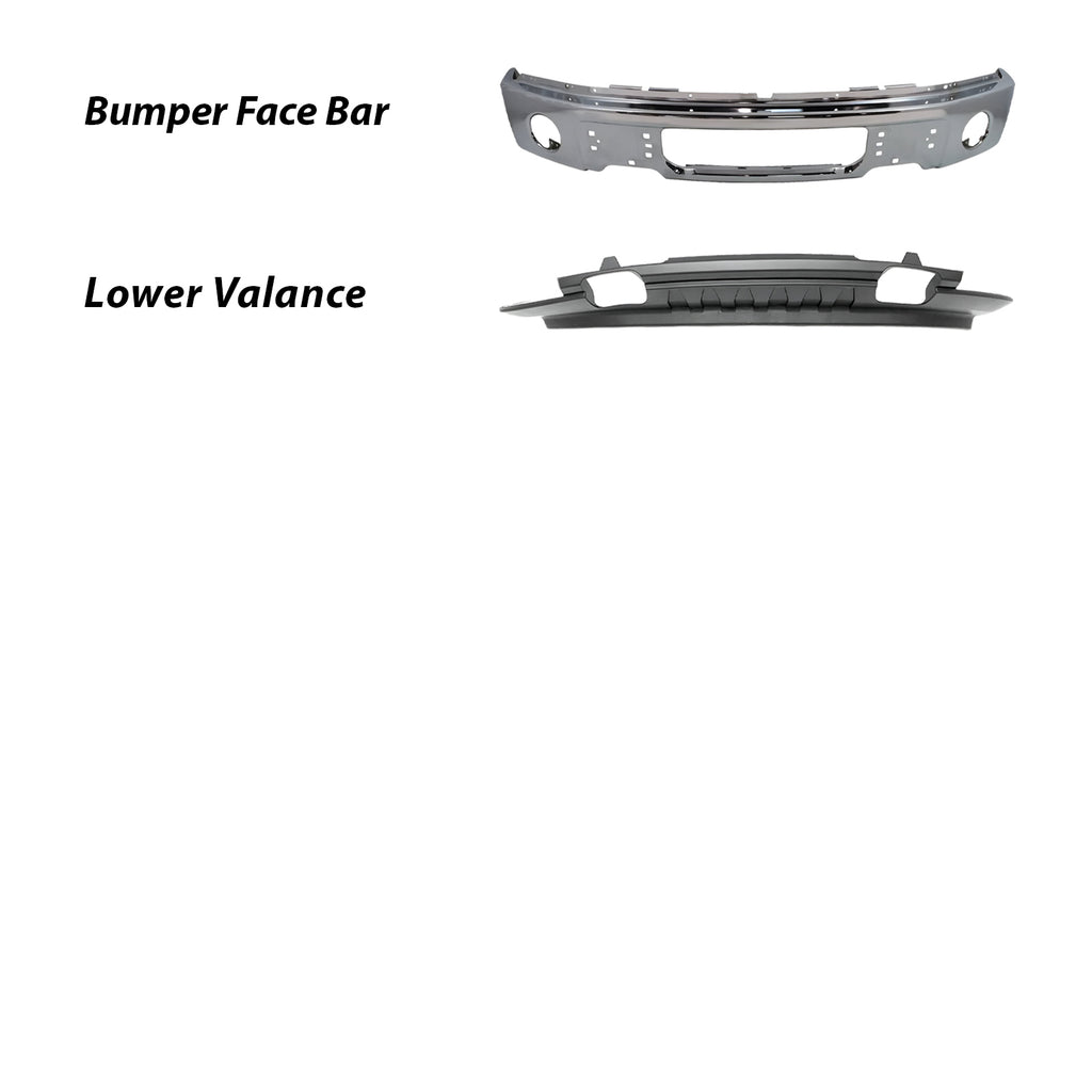 Front Bumper Face Bar Chrome Steel & Valance Textured Black Kit For 2009-2014 Ford F-150